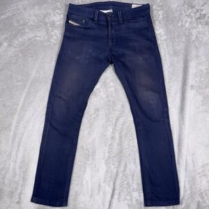 Diesel Thavar Jeans Men 29x28 Blue Slim Skinny Distress Made in MoroccoDark Wash